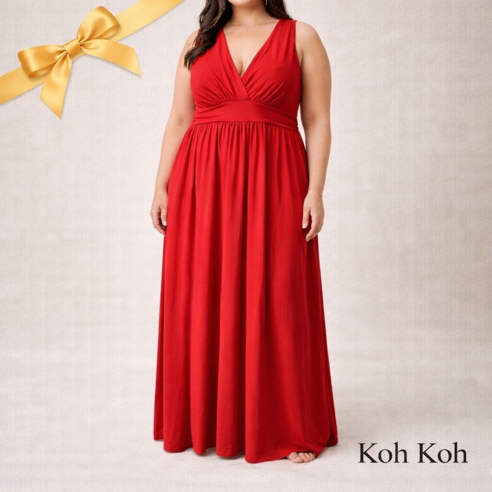Koh Koh Red Sleeveless Maxi Dress 3X